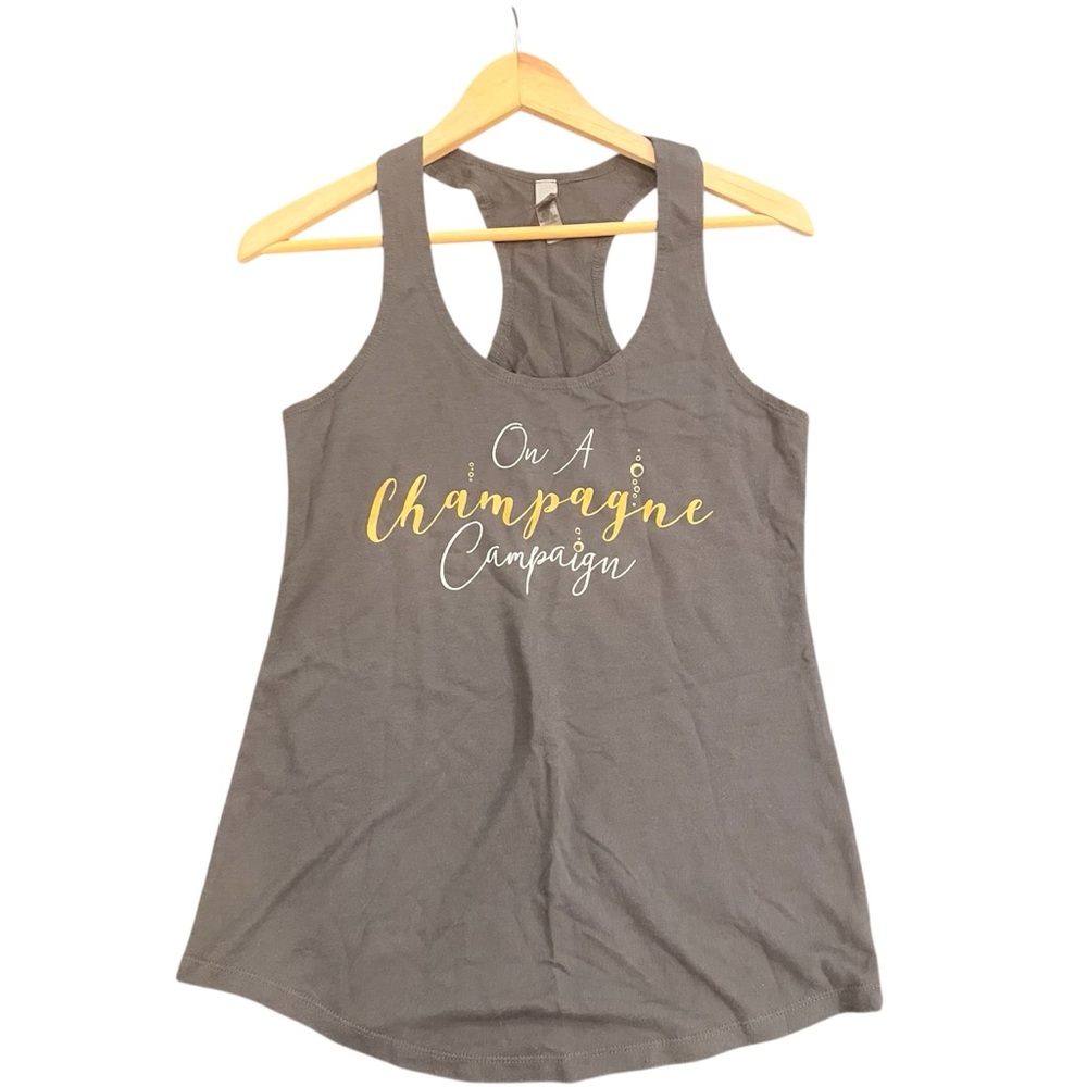 Next Level Apparel Charcoal Tank Top with Gold Script